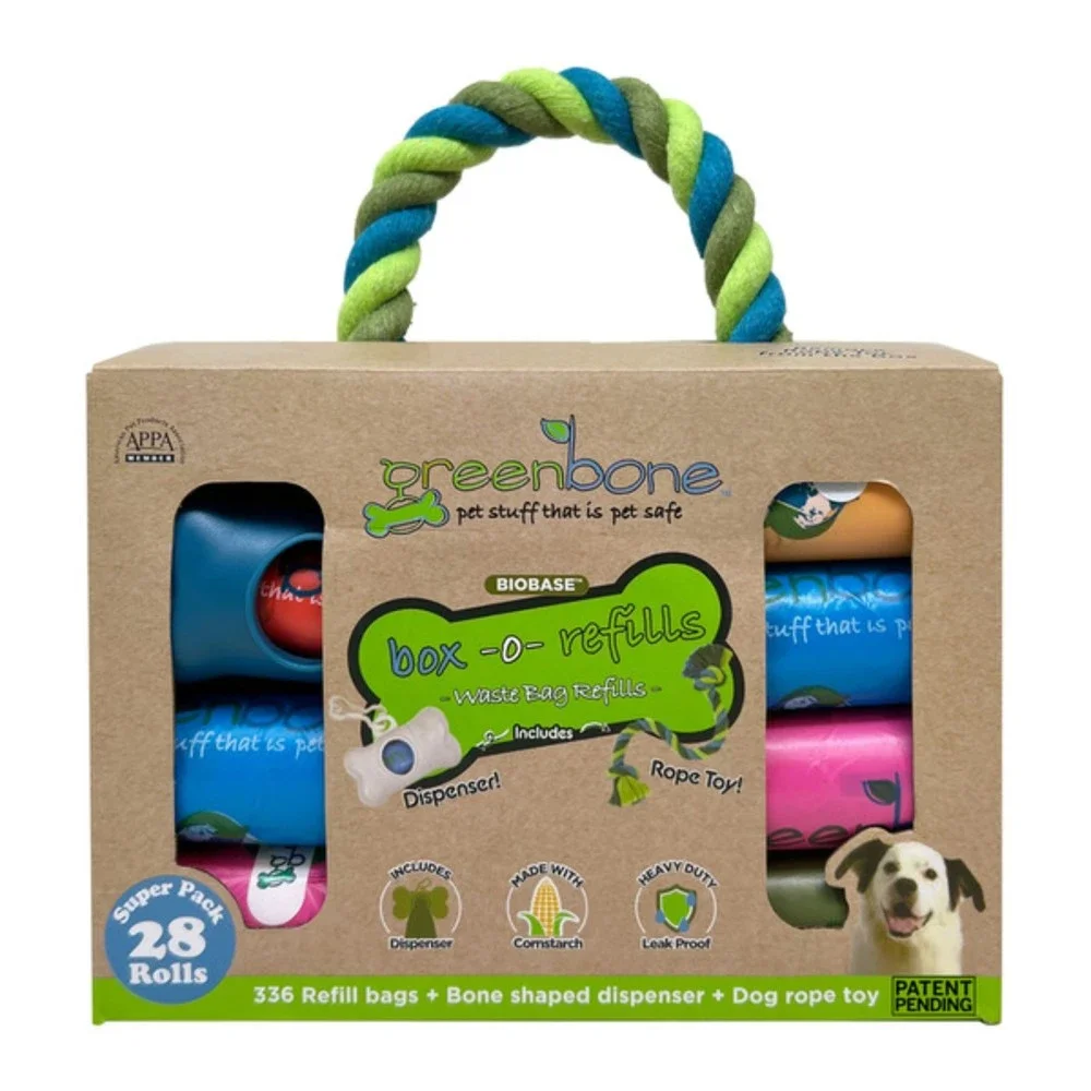 Greenbone Pet Waste Bag Refills, Dispenser & Toy Kit
